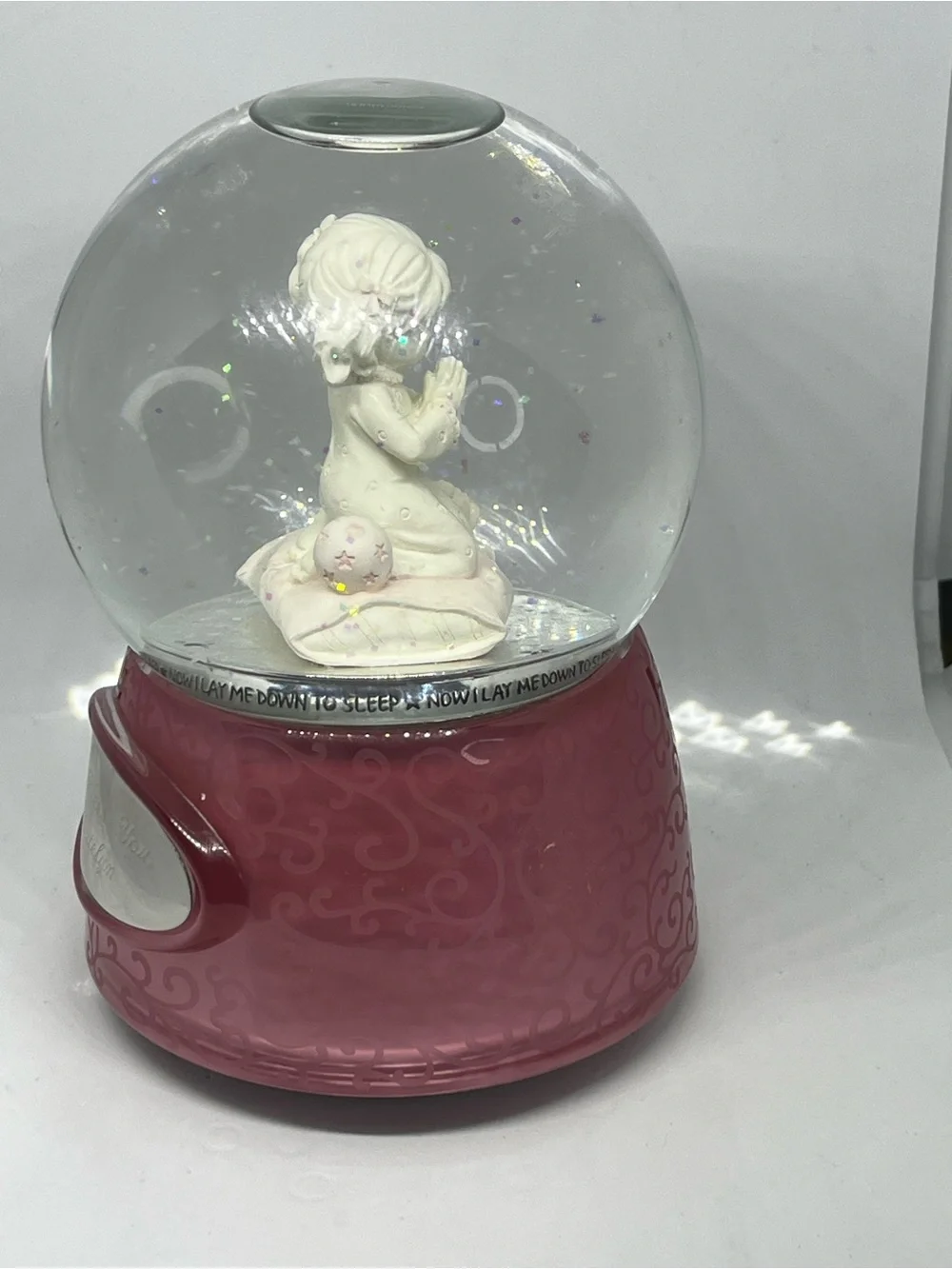 Prayer Girl Snow Globe Figurine Playing ‘The Lord is my Shepherd’